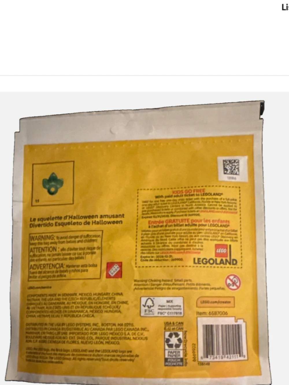 LEGO CREATOR Seasonal Paper Bag #30717 FUN HALLOWEEN SKELETON NISP